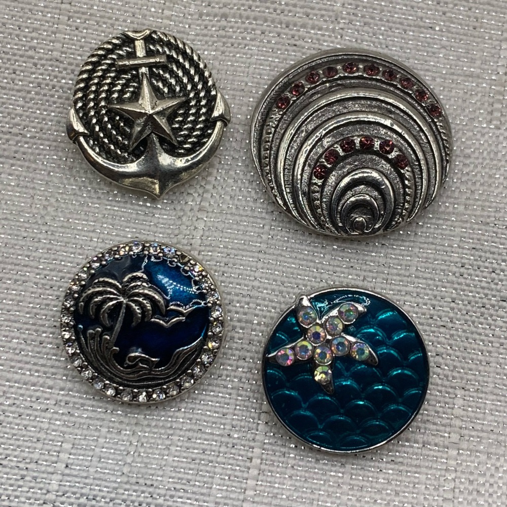 SALE - OCEAN BUNDLE - Set of 4 - Snap Button Charms - 18mm/20mm